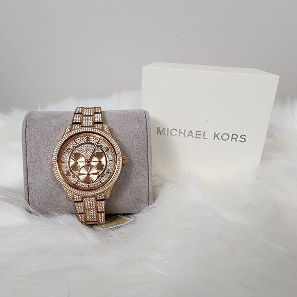 MICHAEL KORSRitz Pavé Rose Gold-Tone Watch Style #MK6748 Bling Statement